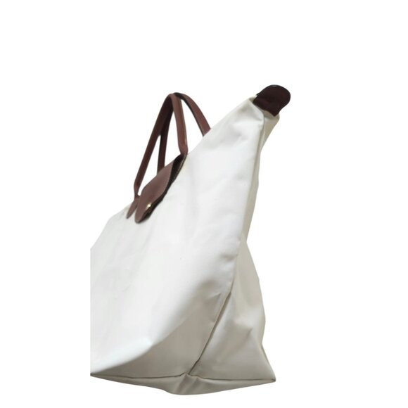 Longchamp White/Brown Nylon And Leather Le Pliage Tote - Picture 7 of 15